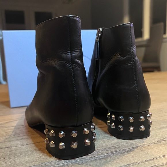 Prada Leather Studded Accents Boots - Picture 5 of 7